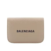 BALENCIAGA 經典Logo牛皮壓釦三折短夾(Mini) (暖米色)