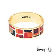 【BANGLE UP】法國巴黎 手繪幾何色塊琺瑯鍍金手環 - 熱情紅