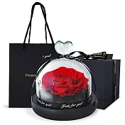 O’Pretty 歐沛媞 愛意滿分 永生花祝福愛心玻璃罩附氛圍燈+禮盒(15.4X15.4X15.8cm)-多款可選 紅玫瑰