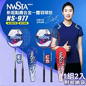 【NWSTA】新起點鐵合金一體羽毛球拍2入組(羽球拍 練習球拍 訓練球拍 鐵合金球拍/NS-977) 藍色