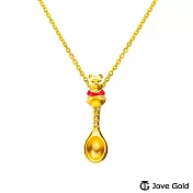 Disney迪士尼系列金飾 黃金湯匙墜子-吉祥如意維尼款 送項鍊 送玫瑰鋼項鍊