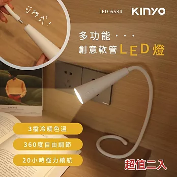 KINYO 多功能創意360°彎曲軟管LED燈 LED-6534 超值二入
