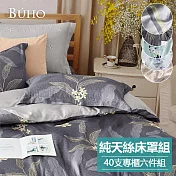 《BUHO》100%TENCEL純天絲六件式兩用被床罩組-雙人特大 《婉玉聽風》