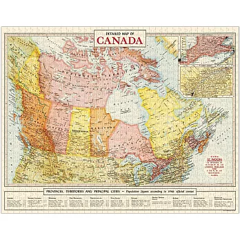 美國 Cavallini & Co. 1000片拼圖 加拿大地圖