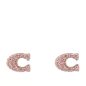 COACH C Logo 滿版玻璃水鑽針式耳環 (多色)
