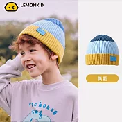 Lemonkid拼色保暖針織帽-大碼 黃藍