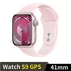 Apple Watch S9 GPS 41mm 鋁金屬錶殼搭配運動型錶帶 (粉紅鋁淡粉錶帶(M/L))