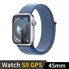 Apple Watch S9 GPS 45mm 鋁金屬錶殼搭配運動型錶環 (銀鋁冬藍錶環)