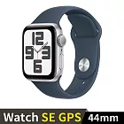 Apple Watch SE GPS 44mm 鋁金屬錶殼搭配運動型錶帶 (銀鋁風暴藍錶帶(S/M))