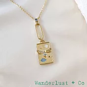Wanderlust+Co 澳洲品牌 金色蜜蜂項鍊 藍水晶方形項鍊 Summer Solstice Bee