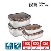 【CookPower鍋寶】316不鏽鋼保鮮盒悠活4入組(EO-BVS1101Z2081531)