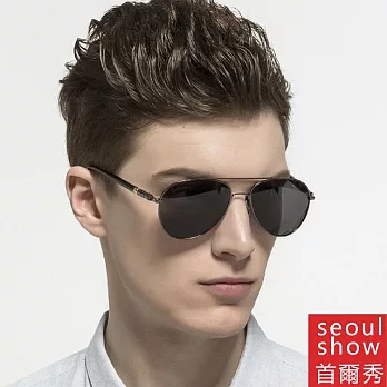 seoul show首爾秀 圓腿極輕飛官款太陽眼鏡UV400墨鏡 209  槍灰框黑灰片