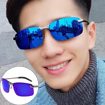 seoul show首爾秀 無框競速太陽眼鏡UV400強化鏡片墨鏡 3043  槍灰架深藍片