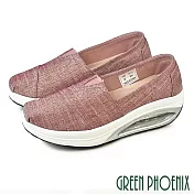 【GREEN PHOENIX】女 休閒鞋 健走鞋 懶人鞋 厚底 氣墊 彈力減壓 EU36 粉紅色