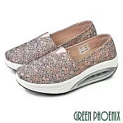 【GREEN PHOENIX】女 休閒鞋 健走鞋 懶人鞋 厚底 氣墊 彈力減壓 EU39 粉紅色