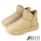 【Pretty】女 雪靴 短靴 厚刷毛 鋪毛 保暖 輕量 台灣製 EU36 卡其色