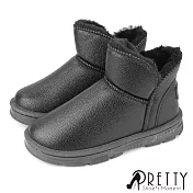 【Pretty】女 雪靴 短靴 厚刷毛 鋪毛 保暖 輕量 台灣製 EU39 黑色