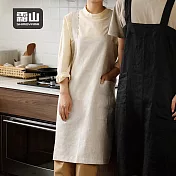 【日本霜山】日式背掛交叉式圍裙附雙口袋(加長款/長89cm)- 象牙白