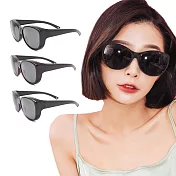 【ALEGANT】巴黎時尚貓眼圓框全罩式寶麗來偏光墨鏡/外掛式UV400太陽眼鏡/包覆套鏡 晶釉棕