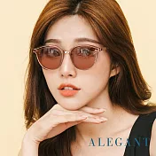 【ALEGANT】松野棕清新簡練品味設計波士頓圓框墨鏡/UV400太陽眼鏡