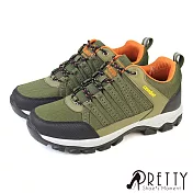 【Pretty】男 登山鞋 運動鞋 休閒鞋 戶外 機能 綁帶 透氣 防潑水 EU40 綠色