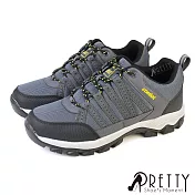 【Pretty】男 登山鞋 運動鞋 休閒鞋 戶外 機能 綁帶 透氣 防潑水 EU44 灰色