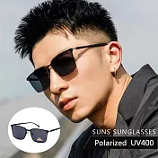 【SUNS】薄鋼偏光太陽眼鏡 TR90時尚寶麗來偏光太陽眼鏡 男女適用 防眩光 抗UV400 S508 黑框灰片