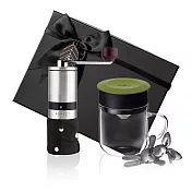 【PO:Selected】丹麥手沖咖啡禮盒組(不鏽鋼磨芯咖啡磨/玻璃杯240ml-共4色) 橄欖綠