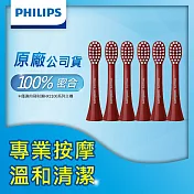 【Philips飛利浦】輕柔系列專用-專業按摩刷頭_清潔小刷頭小刷頭_HX2013/03*2組(紅) (3入/組，共6入)