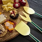《Artesa》不鏽鋼起司刀叉3件(石綠金) | 起士叉 乳酪刀 野餐組