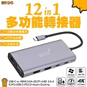 Mr.OC橘貓先生 12合1多功能轉接器 Type-C轉HDMI/RJ45/VGA/USB 3.0 (UC601)  灰色
