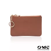 【OMC】簡單生活軟牛皮卡片鑰匙零錢包- 棕色