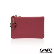 【OMC】簡單生活軟牛皮卡片鑰匙零錢包- 紅色