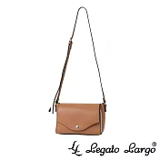 Legato Largo 驚異的輕量化 小法式極簡時尚 兩用皮夾斜背包- 焦糖駝色
