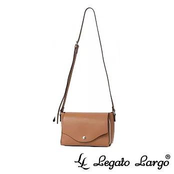 Legato Largo 驚異的輕量化 小法式極簡時尚 兩用皮夾斜背包- 焦糖駝色