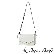 Legato Largo 驚異的輕量化 小法式極簡時尚 兩用皮夾斜背包- 象牙白