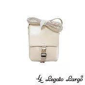 Legato Largo 簡約圓潤感方形單壓釦斜背小包- 象牙白