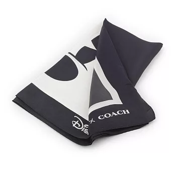 COACH Disney X Coach 米奇眨眼圖案絲質方巾 (黑色/白色)