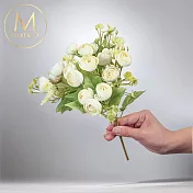 【Floral M】法式花園白色圓葉小玫瑰花束仿真花花材（1入組）