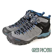 【GREEN PHOENIX】男 登山鞋 運動鞋 休閒靴 休閒鞋 高筒 抓地力 輕量 吸震減壓 透氣 綁帶 真皮 EU43 灰色