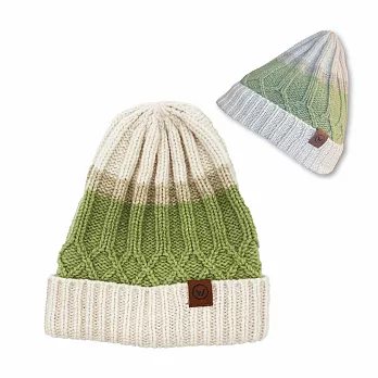 【WOAWOA】保暖100%美麗素色羊毛帽 單入(毛帽 保暖毛帽 針織毛帽 毛帽子 羊毛帽 女毛帽 防風護耳) 糯米綠拼色款