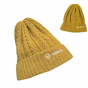 【WOAWOA】保暖100%美麗素色羊毛帽 單入(毛帽 保暖毛帽 針織毛帽 毛帽子 羊毛帽 女毛帽 防風護耳) 薑黃色素色款