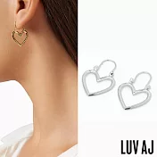 LUV AJ 好萊塢潮牌 立體銀色愛心耳環 MINI HEARTBREAKER HOOPS