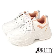 【Pretty】女 老爹鞋 休閒鞋 運動鞋 厚底 增高 台灣製 JP23 白桃色