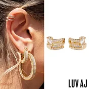LUV AJ 好萊塢潮牌 鑲鑽三層金色耳骨夾 橢圓切割主鑽 BALLIER EAR CUFF