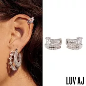 LUV AJ 好萊塢潮牌 鑲鑽三層銀色耳骨夾 橢圓切割主鑽 BALLIER EAR CUFF