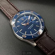 MASERATI瑪莎拉蒂精品錶,編號：R8851100004,44mm圓形寶藍精鋼錶殼寶藍蜂巢幾何錶盤真皮皮革咖啡色錶帶