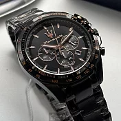 MASERATI瑪莎拉蒂精品錶,編號：R8873612048,46mm圓形黑精鋼錶殼黑色錶盤精鋼深黑色錶帶