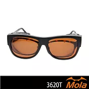 MOLA摩拉前掛式近視偏光太陽眼鏡 套鏡 UV400 男女 黑框 茶片 3620Tblb