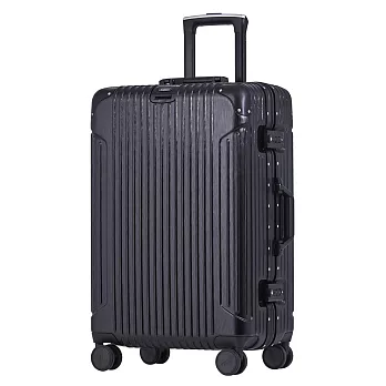 【BATOLON寶龍】25吋  復刻時尚PC鋁框硬殼箱/行李箱 (3色任選) 爵士黑